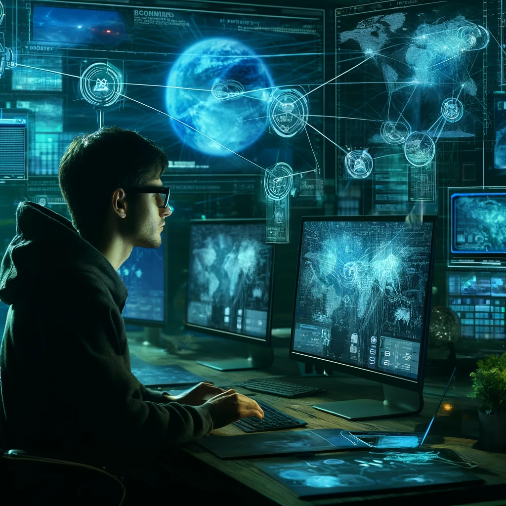 A scene depicting Investigators working on an online brand protection case.