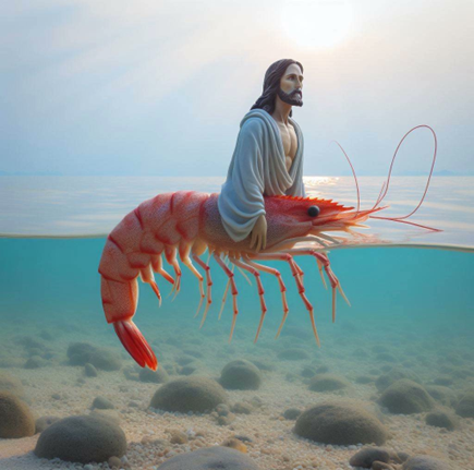 Jesus made from a prawn