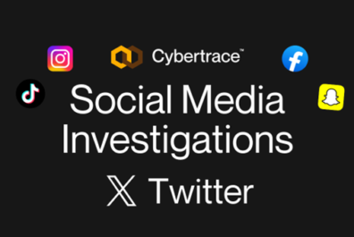Cybertrace banner with logo and the words social media investigations. Also features logos for social media platforms instagram, facebook, snapchat, twitter and discord.
