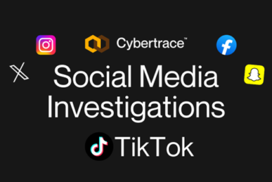 Banderoll med orden Social Media Investigation och TikTok-logotypen som anger hur man tar reda på vem som ligger bakom ett falskt TikTok-konto.